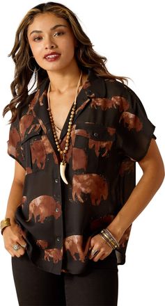 Ariat Womens Badland Surplus Shirt in Buffalo Print, Size X-Small, by Ariat