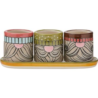Tag Gnome Mini Planters with Tray Multicolor Ceramic Garden Pots in Multicolored at Nordstrom