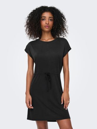 Only Minikleid ONLY ONLHANNAH S/S SHORT DRESS JRS, Damen, Gr. S (36), N-Gr, schwarz, Obermaterial: 67% Viskose, 33% Polyester, unifarben, regular fit kniel