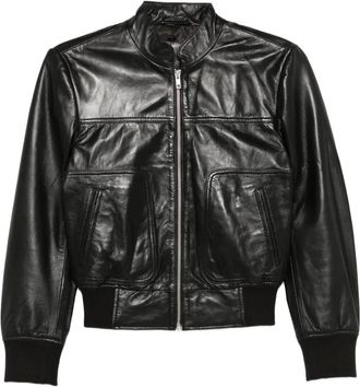 R13 Giacca in pelle con zip - Nero