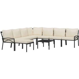 vidaXL Juego De Muebles De Jard&iacute;n 9 Piezas Acero Y Cojines Color Arena Vidaxl