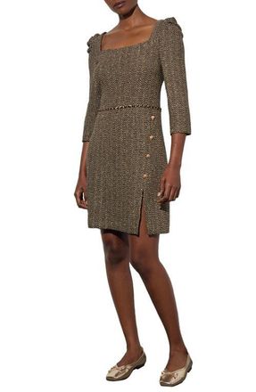 Ming Wang Metallic Tweed Sheath Dress in Black/gold at Nordstrom, Size Xx-Small