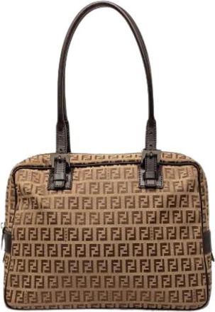 Fendi Pre-owned Canvas Shoulder Bag - Dames - Vintage Handtas - Bruin - ONE Size - Leer - Vintage