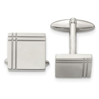 Diamond2Deal Stainless Steel Polished Square Cufflinks