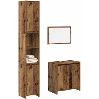 vidaXL Vidaxl - Juego De Muebles De Ba&ntilde;o 3 Piezas Madera Ingenier&iacute;a Envejecida