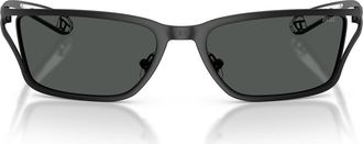 Diesel DL1015 58mm Rectangular Sunglasses in Matte Black /Dark Grey at Nordstrom