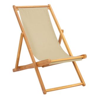vidaXL Silla De Playa Beige Madera De Teca Maciza Vidaxl