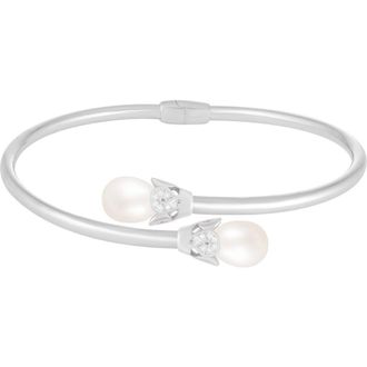 Splendid Pearls Freshwater Pearl & CZ Cuff Bracelet in White at Nordstrom Rack