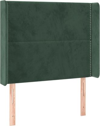 vidaXL Cabecero Con Orejas De Terciopelo Verde Oscuro 103x16x118/128cm Vidaxl