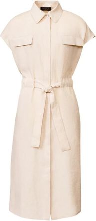 Fabiana Filippi Patch Pocket Belted Dress - Dames - Shirt Kleedjes - Beige - L - Katoen - Kleedjes