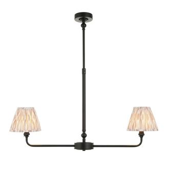 Netlighting Lille Matt Black Pendant Fabric Ikat Shade 16cm 2x B22