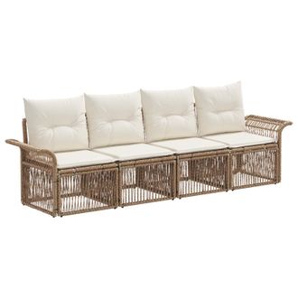 vidaXL Conjunto De Sof&aacute;s De Jard&iacute;n 4 Pcs Beige Rat&aacute;n Sint&eacute;tico Vidaxl