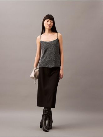 Calvin Klein Womens Chiffon Printed Relaxed Camisole - Black - M