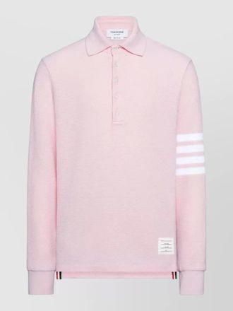 Thom Browne long sleeve polo shirt textured piqu&eacute;