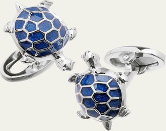 Jan Leslie Blue Turtle Cuff Links