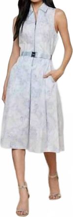 L'agence Womens Kylo Belted Shirt Dress In Mist Blue Lace Print