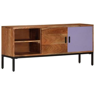 Berkfield Home TV Cabinet Honey Brown & Grey 110x30x50 cm Solid Wood Acacia | Size: 110 x 30 x 50 cm