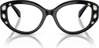 Swarovski Crystal-Embellished Geometric Eyeglasses - Black