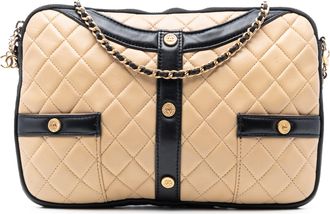 Chanel Pre-owned Womens Small Quilted Lambskin Girl Clutch On Chain - Tan Leather - One Size