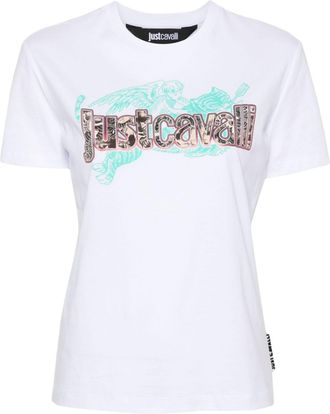 Just Cavalli logo-print cotton T-shirt - women - Cotton - S - White