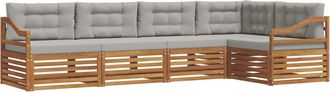 vidaXL Conjunto De Sof&aacute;s De Exterior 5 Uds. Gris Natural Y Claro Vidaxl