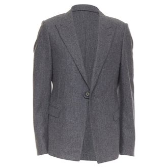 Lanvin grey speckled wool exposed darts single button blazer EU50 L