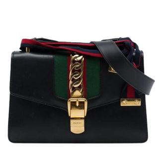 Gucci Pre-owned Sylvie Schoudertas - Dames - Pre-owned - Zwart - Maat: ONE Size Leer