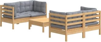 vidaXL 5 Pcs Garden Lounge Set Con Cojines De Pino Gris - 299184