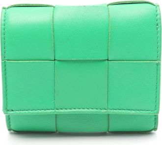 Bottega Veneta Green Leather Wallet (Tri-Fold) (Pre-Owned)