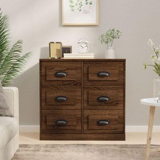 vidaXL Aparador De Madera Contrachapada Roble Marr&oacute;n 70x35,5x67,5 Cm Vidaxl