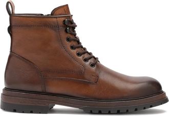 Kazar Bruine herenlaarzen met vetersluiting bovenkant - Heren - Veterlaarzen - Bruin - 40 EU - Leer - Schoenen