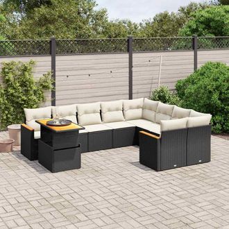 vidaXL Vidaxl - Set Divani Da Giardino 10pz Con Cuscini In Polyrattan Nero