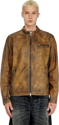 Diesel Biker jacket in treated leather - Leather jackets - Man - Brown