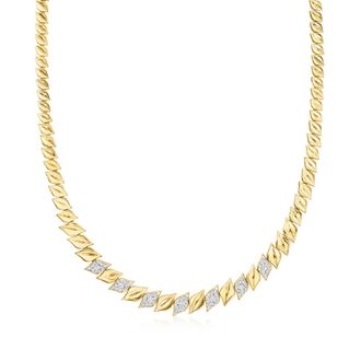 Ross-Simons Diamond Leaf Collar Necklace in 18kt Gold Over Sterling