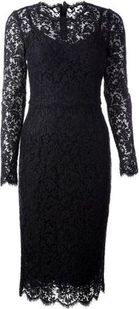 Dolce & Gabbana Vrouwen Elegante Kant Maxi Jurk - Dames - Casual kleedjes - Zwart - M - Katoen - Kleedjes