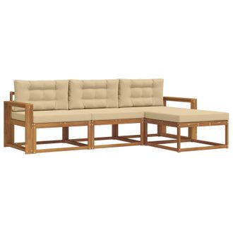 vidaXL Conjunto De Sof&aacute;s De Exterior Con Coj&iacute;n 4 Pcs Natural Y Beige Vidaxl