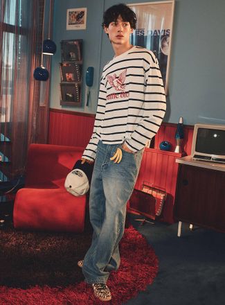 Djab Mens Faded blue 5-pocket jean Camden fit - Baggy