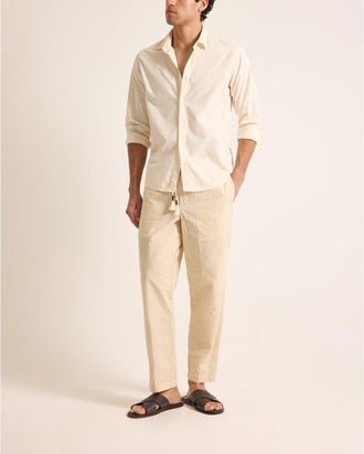 Orlebar Brown Sonoran Seersucker Relaxed Fit Seersucker Stripe Trousers in Biscuit/latte Stripe at Nordstrom, Size 34
