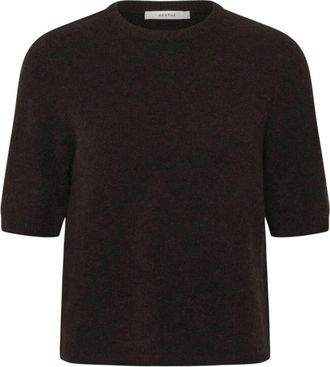 Gestuz Alphagz SS Tee - Dames - Ronde hals truien - Bruin - S - Wol - Truien & Vesten