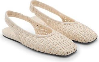 Mango Woven Slingback Flat in White at Nordstrom, Size 38