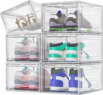 OEM Cajas Para Zapatos, 6 Unidades, Con Tapa Magn&eacute;tica, Transparentes, 33 X 27,5 X 21 Cm