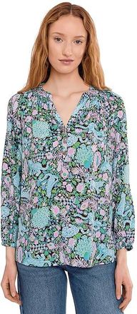 Lilly Pulitzer Elsa Top Womens Blouse Royal Zoo : XXS, Silk