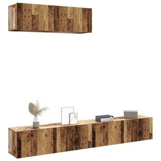 Berkfield Home Wall Mounted TV Cabinets 3 pcs Old Wood 100x30x30 cm Engineered Wood in Brown | Size: 100 x 30 x 30 cm