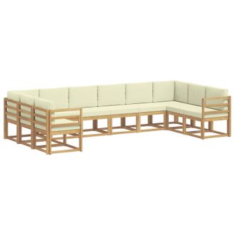 vidaXL Conjunto De Sof&aacute;s De Exterior Con Coj&iacute;n 10 Pcs Blanco Y Crema Vidaxl