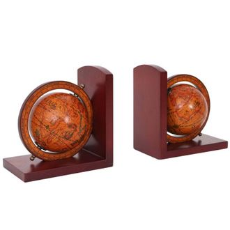 Hhg Hhg - Nunca Usado] Juego De 2 Sujetalibros 526, Sujetalibros Globo Terr&aacute;queo, Certificado Mvg Marr&oacute;n