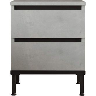 Mobili Rebecca Comodino 2 Cassetti Rebecca Mobili Sankaran 49x40x35,5 Truciolato Ferro Grigio Pietra Nero Moderno