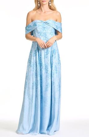 Sachin & Babi Kennedy Floral Print Off the Shoulder Gown in Ceylon Bouquet at Nordstrom, Size 10