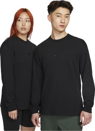 Nike Sportswear Premium Essentials Solid Color Sports Round Neck Pullover Long Sleeves Black DO7391-010