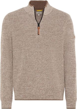 Camel Active Fijngebreide Troyer van Katoenmix - Heren - Coltruien - Bruin - 2XL - Katoen - Truien & Vesten