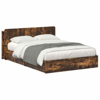 vidaXL Estructura De Cama Con Almacenamiento Con Caj&oacute;n Roble Ahumado Vidaxl